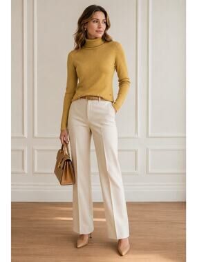 Lauren Ralph Lauren Metallic Ribbed Turtleneck Sweater Gold Shimmer Size M